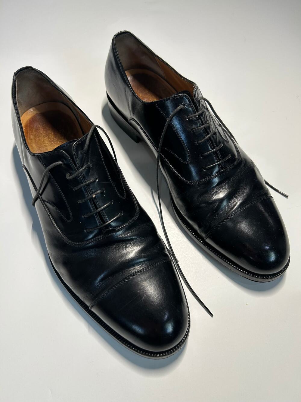 Salvatore Ferragamo Black Leather Cap Toe Oxford Dress Shoes Men’s 11 D Italy